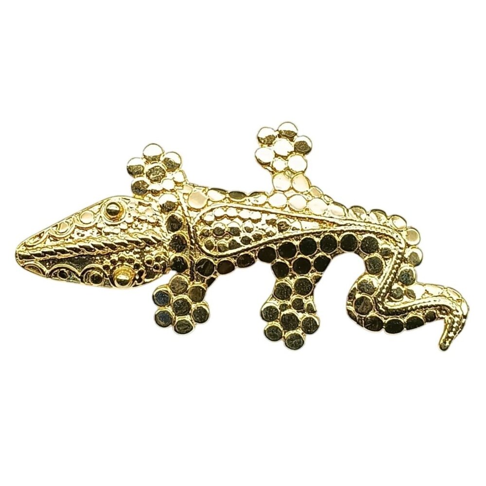 Gold-Tone Lizard Brooch Pin Vintage